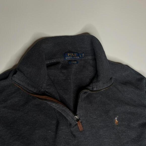 Polo Ralph Lauren Estate Rib 1/4 Zip Pullover Men’s L Dark Gray Cotton Blend - Picture 3 of 8